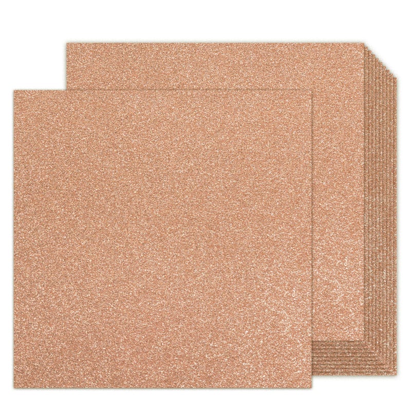 Goefun Rose Gold Glitter Cardstock 12x12 Double-Sided 24 Sheets, Goefun Gold No-Shed Glitter Paper 280GSM/100lb Pink Card Stock for Craft, Art, Invitation, Graduation, Wedding Party - Image 1