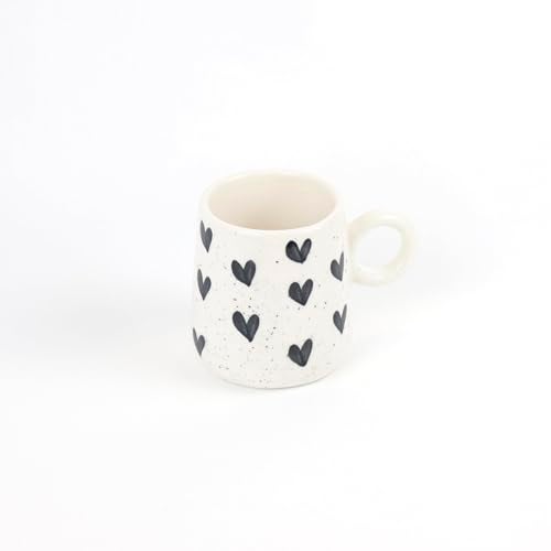 Green Route Hand-Painted Coffee Mug | Elegant Ceramic Mug | Microwave & Dishwasher Safe, Perfect for Home & Gifting White Set of 2 (350) ml Black Heart - Image 5