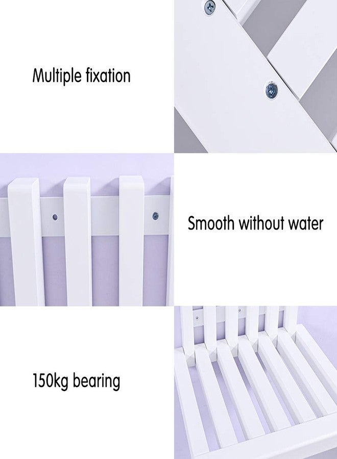 Kelendle Folding Chair Wall-Mounted Invisible Shoe-Changing Stool Made of Solid Wood Wall Seat Folding with Support Legs Saving Space Suitable for Various Occasions White - Image 4
