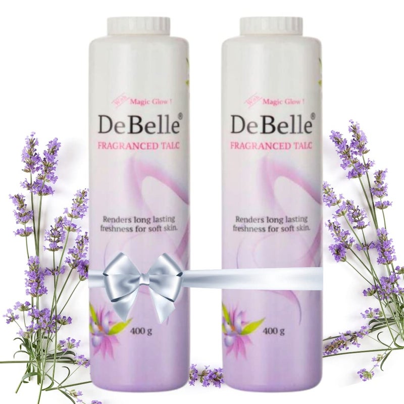DeBelle Fragranced Face and Body Talc Combo Of 2 400G Each  Lavender Talcum Face Powder for men  Women - Image 1