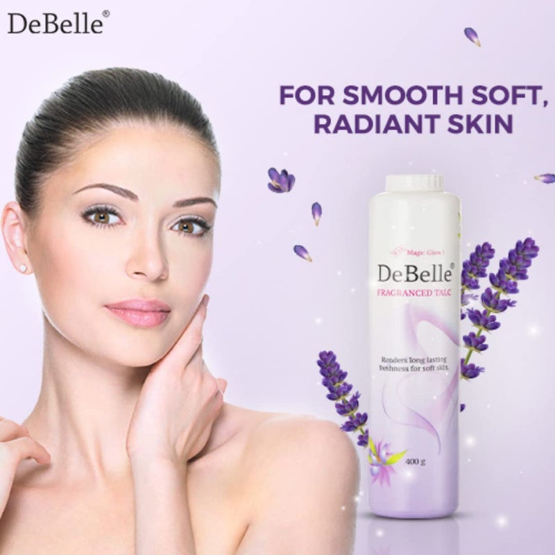 DeBelle Fragranced Face and Body Talc Combo Of 2 400G Each  Lavender Talcum Face Powder for men  Women - Image 2