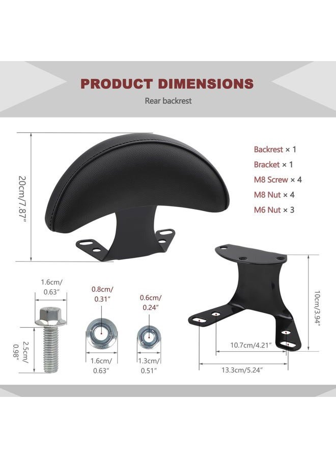 Minho Motorcycle Rear Backrest in Soft PU Leather Material Compatible with Chinese GY6 Scooter Moped Jonway Tank Sunl,C Type - Image 3