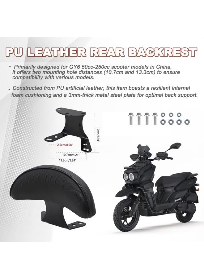 Minho Motorcycle Rear Backrest in Soft PU Leather Material Compatible with Chinese GY6 Scooter Moped Jonway Tank Sunl,C Type - Image 2