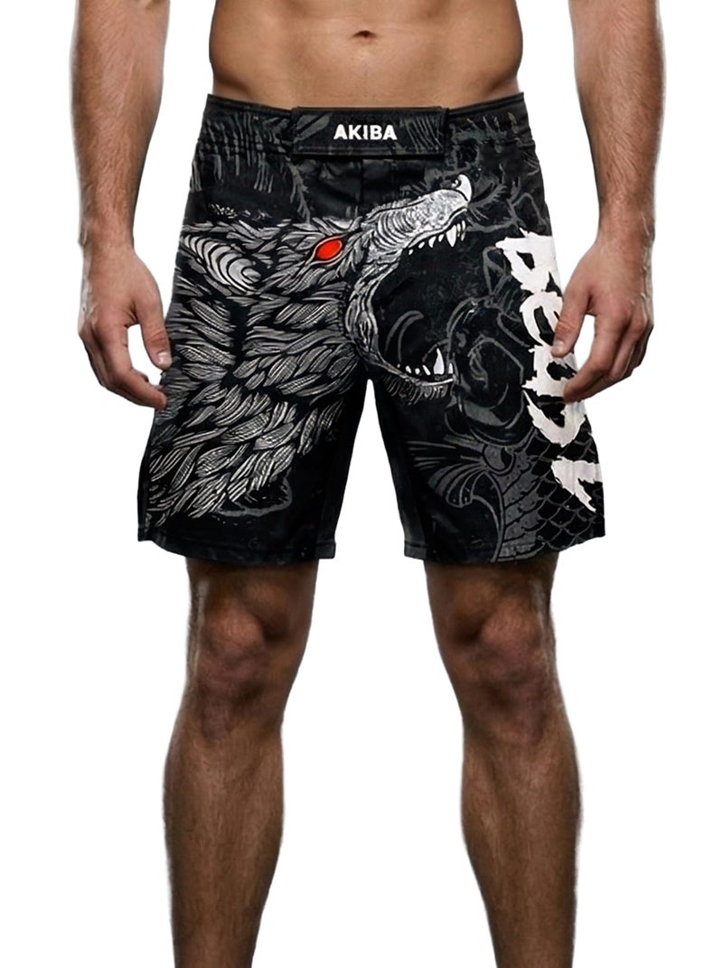 AKIBA Training Shorts for Men & Women (Black, XXL) – High-Performance Sublimation Printed MMA, Muay Thai, Boxing, and Grappling Shorts | 4-Way Lycra, Regular Rise, Machine Washable - Image 1