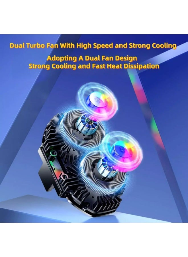 الركوع مبرد هاتف FS06، مروحة تبريد مزدوجة للهواتف RGB، مبرد محمول خفيف الوزن للهواتف المحمولة مع شريحة تبريد أشباه الموصلات، مبرد مغناطيسي للهواتف المحمولة، لأجهزة iPhone/Android للألعاب الخارجية Vlog Mobile - Image 3