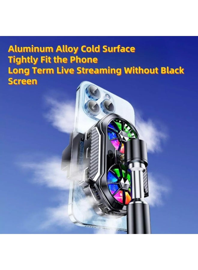 الركوع مبرد هاتف FS06، مروحة تبريد مزدوجة للهواتف RGB، مبرد محمول خفيف الوزن للهواتف المحمولة مع شريحة تبريد أشباه الموصلات، مبرد مغناطيسي للهواتف المحمولة، لأجهزة iPhone/Android للألعاب الخارجية Vlog Mobile - Image 2