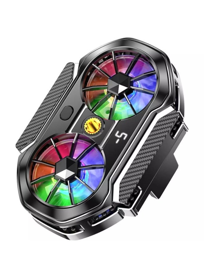 الركوع مبرد هاتف FS06، مروحة تبريد مزدوجة للهواتف RGB، مبرد محمول خفيف الوزن للهواتف المحمولة مع شريحة تبريد أشباه الموصلات، مبرد مغناطيسي للهواتف المحمولة، لأجهزة iPhone/Android للألعاب الخارجية Vlog Mobile - Image 1