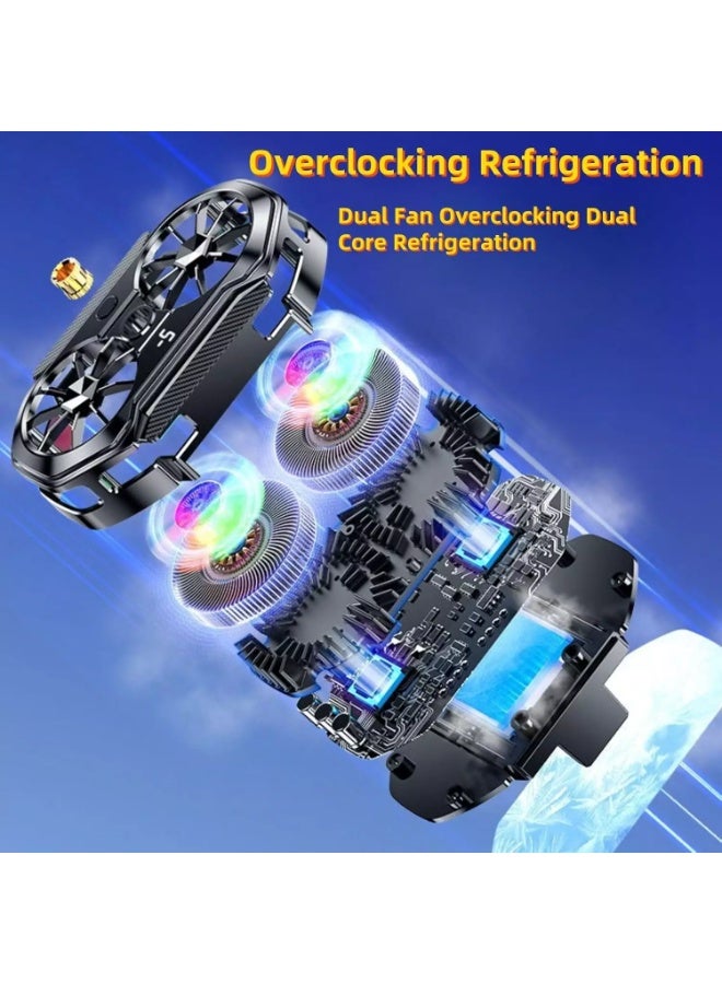 الركوع مبرد هاتف FS06، مروحة تبريد مزدوجة للهواتف RGB، مبرد محمول خفيف الوزن للهواتف المحمولة مع شريحة تبريد أشباه الموصلات، مبرد مغناطيسي للهواتف المحمولة، لأجهزة iPhone/Android للألعاب الخارجية Vlog Mobile - Image 4