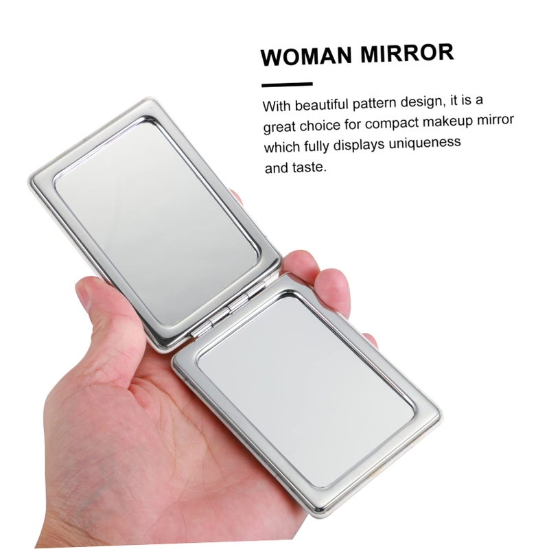 Black Marble Design Foldable Double Sided Pu Leather Compact Pocket Makeup Mirror - Image 5