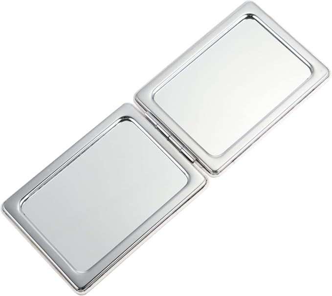 Black Marble Design Foldable Double Sided Pu Leather Compact Pocket Makeup Mirror - Image 1