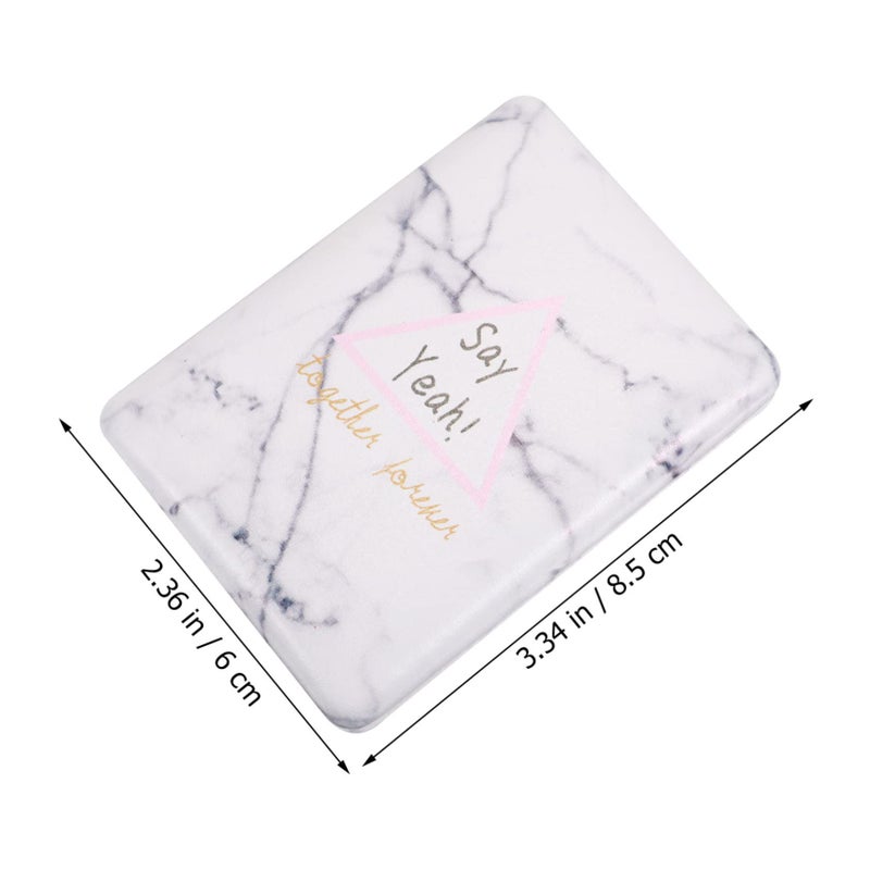 Black Marble Design Foldable Double Sided Pu Leather Compact Pocket Makeup Mirror - Image 3