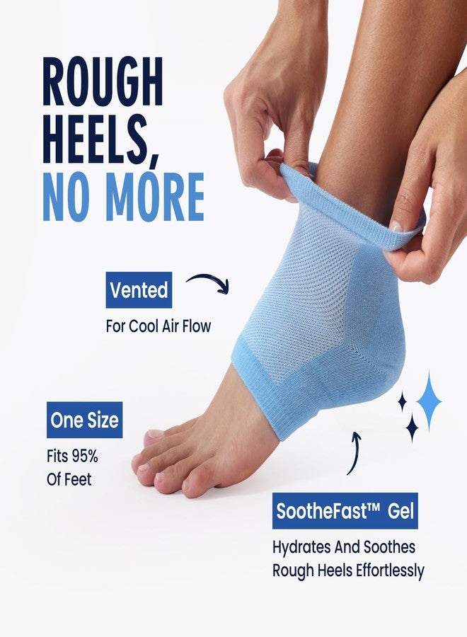 Dr. Frederick's Original Moisturizing Heel Socks for Dry Cracked Heels Treatment - Infused with Jojoba Oil, Mint Oil and Vitamin E - 2 Pairs - Stocking Stuffers for Adults - Blue Jojoba - Image 3