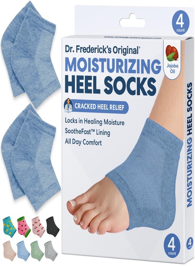 Dr. Frederick's Original Moisturizing Heel Socks for Dry Cracked Heels Treatment - Infused with Jojoba Oil, Mint Oil and Vitamin E - 2 Pairs - Stocking Stuffers for Adults - Blue Jojoba - Image 1