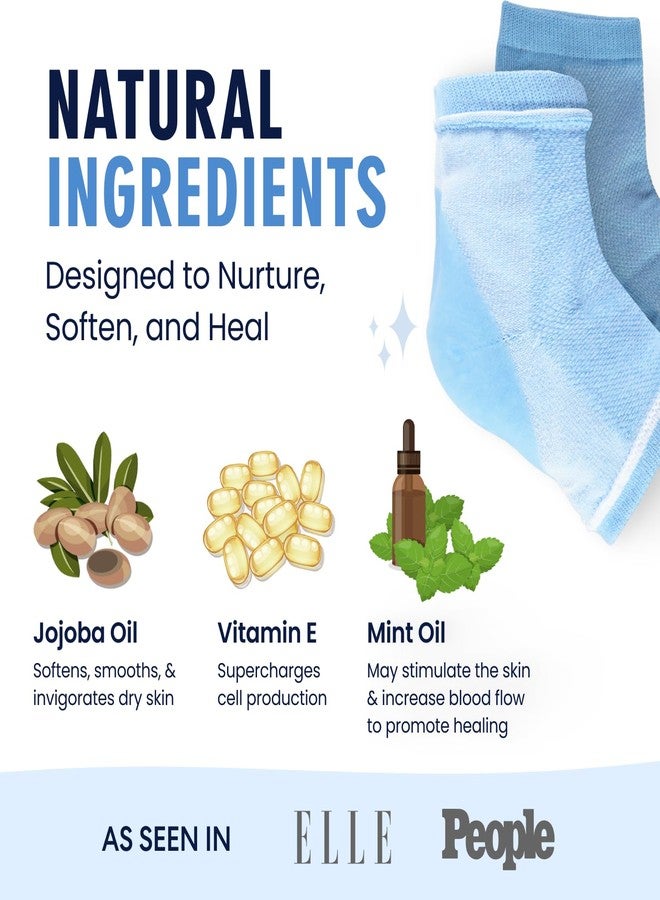 Dr. Frederick's Original Moisturizing Heel Socks for Dry Cracked Heels Treatment - Infused with Jojoba Oil, Mint Oil and Vitamin E - 2 Pairs - Stocking Stuffers for Adults - Blue Jojoba - Image 5