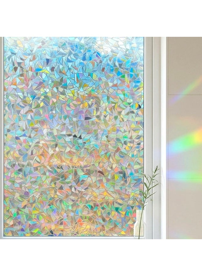3D Crystal Stained Glass Window Film – Rainbow Effect, Removable Static Cling Privacy Window Sticker, 45x200 cm, No Glue, Reusable - Image 1
