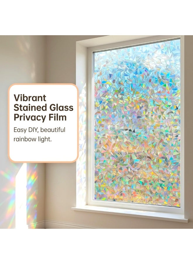 3D Crystal Stained Glass Window Film – Rainbow Effect, Removable Static Cling Privacy Window Sticker, 45x200 cm, No Glue, Reusable - Image 3