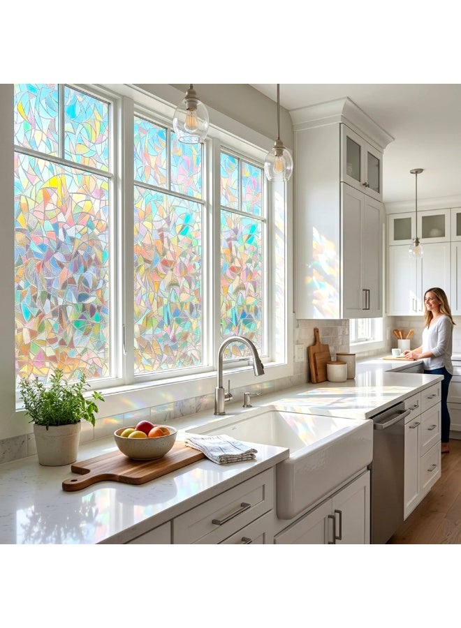 3D Crystal Stained Glass Window Film – Rainbow Effect, Removable Static Cling Privacy Window Sticker, 45x200 cm, No Glue, Reusable - Image 5