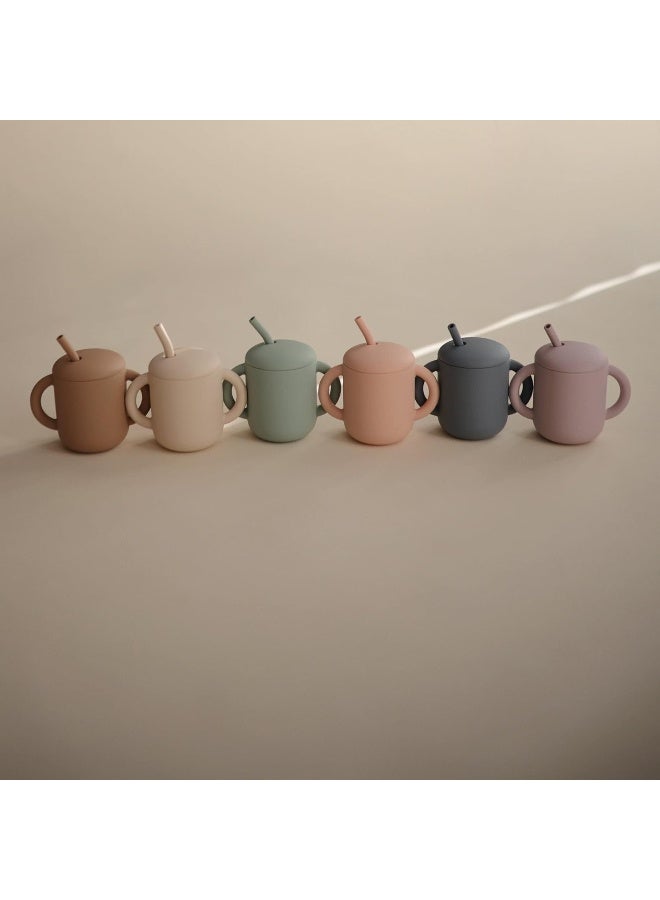 Mushie Silicone Training Cup with Straw for Baby - 175ml Leak-Resistant Cups for Toddlers with Removable Lid - BPA-Free, Dishwasher Safe | Powder Blue - Image 5