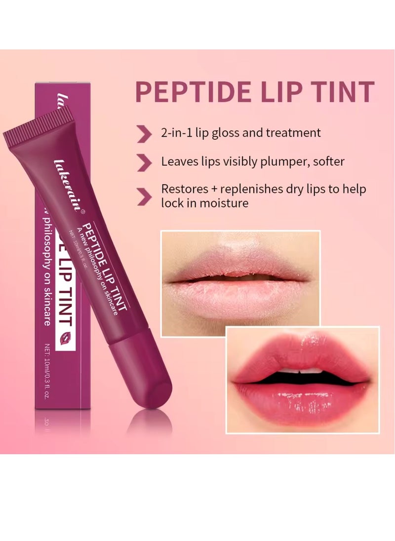 lakerain Peptide Lip Tint 2 in 1 Lip Gloss and Lip Treatment Plumper and Softer Lips Restore Replenish Dry Lips Lip Color Lipstick Lip Gloss Hydrating Moisturizing Lip Gloss 10ml Raspberry 04  - Image 4