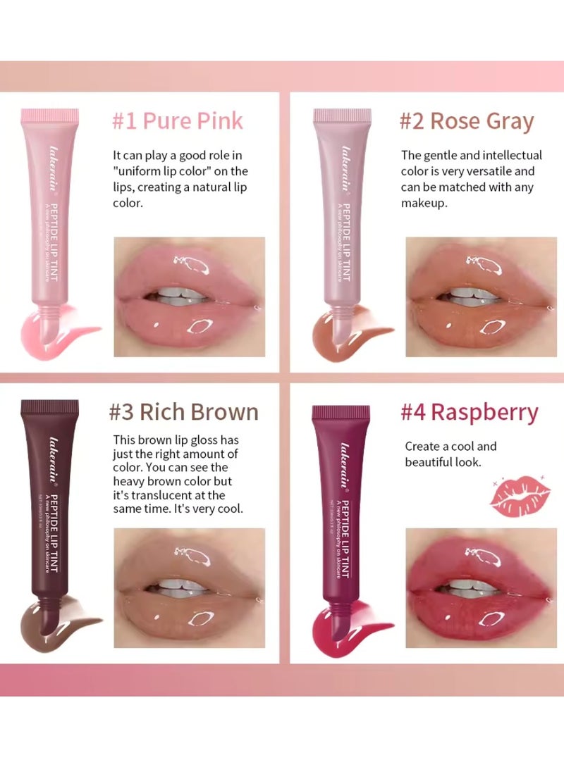 lakerain - Peptide Lip Tint 2 in 1 Lip Gloss and Lip Treatment Plumper and Softer Lips Restore Replenish Dry Lips Lip Color Lipstick Lip Gloss Hydrating Moisturizing Lip Gloss 10ml Raspberry 04 - Image 1