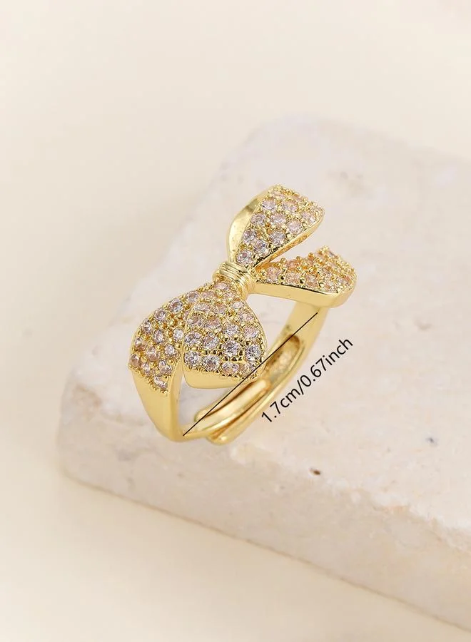 Take Two  Gold Tone Embellished Bow Adjustable Ring for Women | Best Price UAE