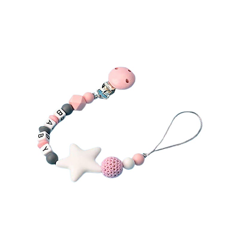 SOLARAE Silicone Pacifier Clip, Teether Holder Teething Beads Universal Fits All Baby Teething Toys for Boys and Girls - Image 1