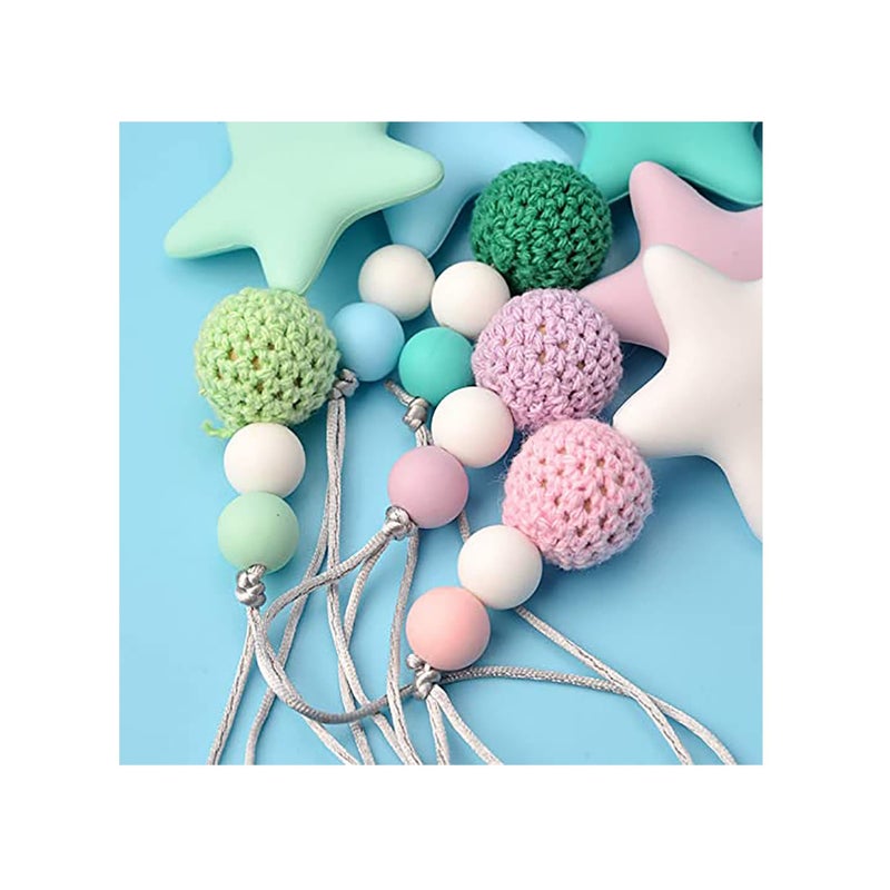 SOLARAE Silicone Pacifier Clip, Teether Holder Teething Beads Universal Fits All Baby Teething Toys for Boys and Girls - Image 2
