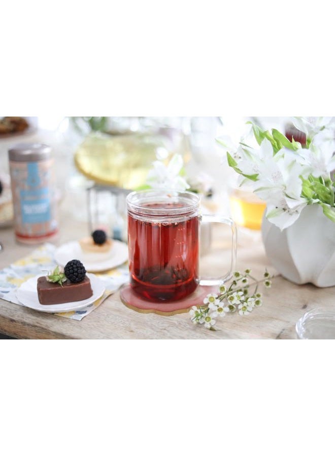 Teabloom Loose Tea Microdot Glass Mug with Lid – 12oz Single-Serve Borosilicate Glass Cup with Infuser for Hot and Cold Beverages - Image 2