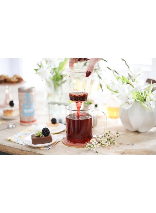 Teabloom Loose Tea Microdot Glass Mug with Lid – 12oz Single-Serve Borosilicate Glass Cup with Infuser for Hot and Cold Beverages - Image 3