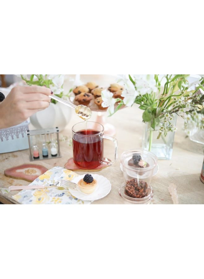 Teabloom Loose Tea Microdot Glass Mug with Lid – 12oz Single-Serve Borosilicate Glass Cup with Infuser for Hot and Cold Beverages - Image 4
