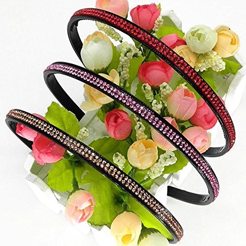 Suoirblss 6 PCS Rhinestone Headband Headwear with Teeth Hair Hoop Head Band Hair Band Non-slip Teeth Hairband for Women (Double row crystal) - Image 1
