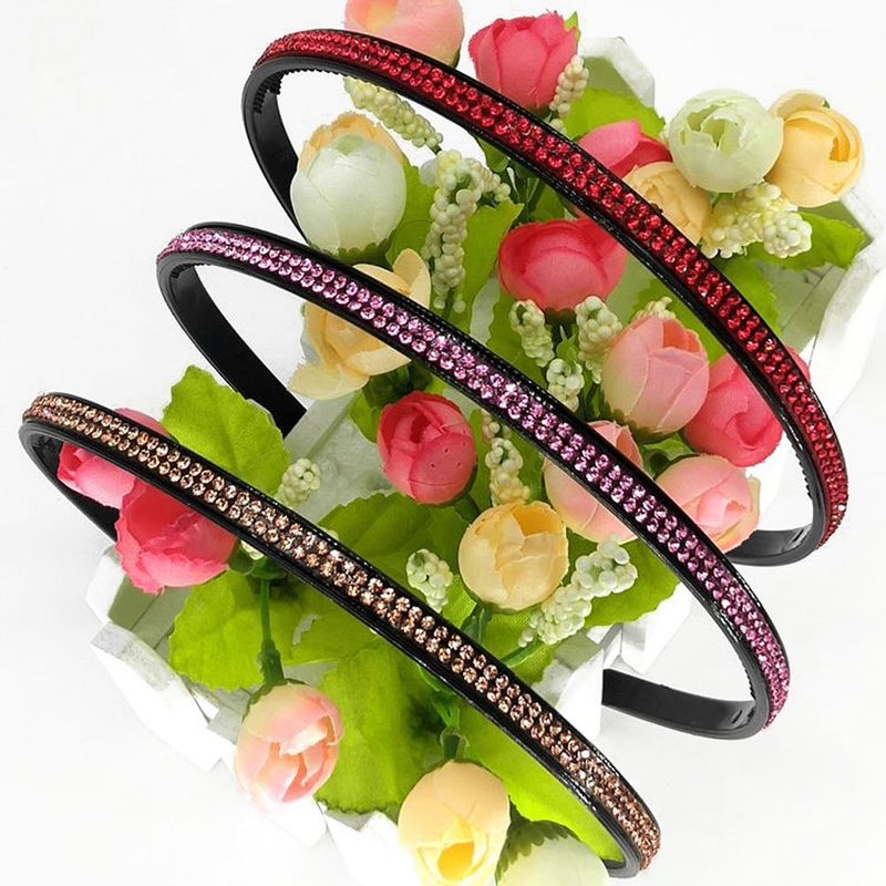 Suoirblss 6 PCS Rhinestone Headband Headwear with Teeth Hair Hoop Head Band Hair Band Non-slip Teeth Hairband for Women (Double row crystal) - Image 3