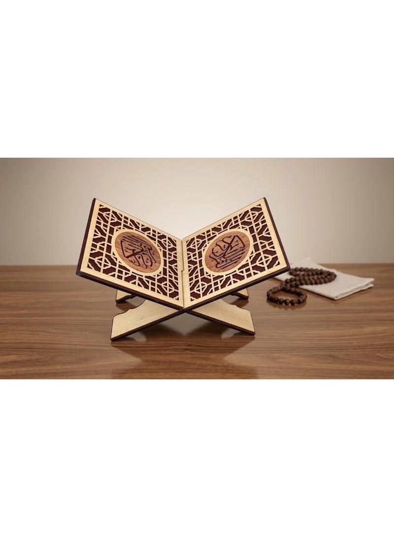 Wooden Quran Stand – Decorated with Laser-Engraved Islamic Patterns, Assembly Design in Various Shapes and Colors - Image 5
