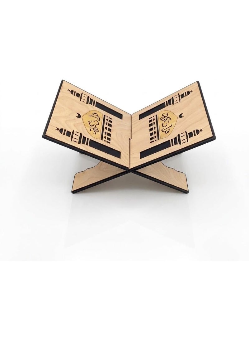 Wooden Quran Stand – Decorated with Laser-Engraved Islamic Patterns, Assembly Design in Various Shapes and Colors - Image 2