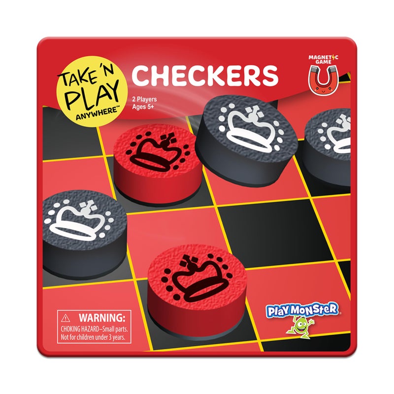 PlayMonster Take 'N Play Anywhere — Checkers — Magnetic Travel Game — Fun on The Go! — for Ages 4+ - Image 1