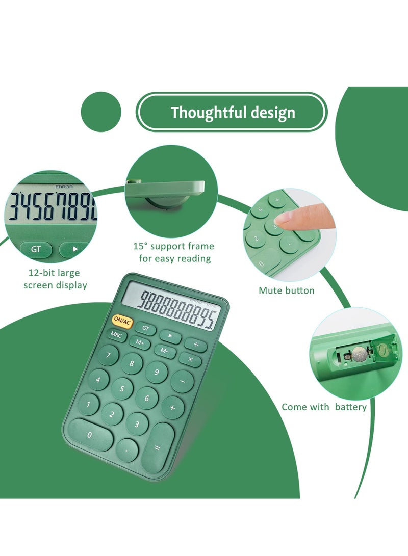SOLARAE آلة حاسبة، شاشة كبيرة وأزرار، آلة حاسبة ميكانيكية 12 رقم للاستخدام في المكتب والمدرسة والمنزل والأعمال، وضع السكون التلقائي، مع بطارية - Image 4