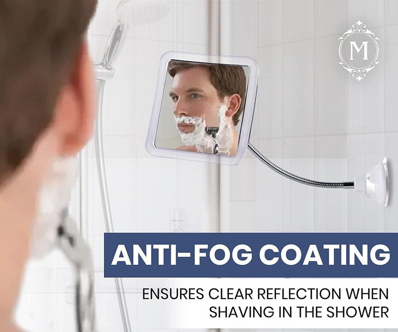 Mirrorvana MIRRORVANA Flexible Fogless Shower Mirror for Bathroom Shaving with Height Adjustable Gooseneck Extension, 360° Swivel and Upgraded Suction Cup - Shatterproof 6.3" x 6.3" Surface  - Image 5