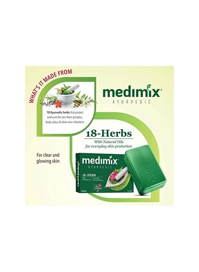 Medimix Ayurvedic Classic 18-Herbs Soap for Clear & Glowing Skin - 125g (Pack of 1) - Image 2