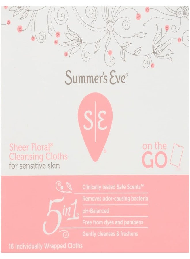 Summer's Eve Feminine Cleansing Cloths For Sensitive Skin Sheer Floral, 16 Count - Image 1