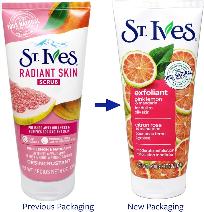 ST. Ives Radiant Skin Pink Lemon & Mandarin Orange Face Scrub with 100% Natural Exfoliants & Extracts| Medium Exfoliation Gentle Scrub for Brighter Skin | Dermatologically Tested | Paraben-Free | 170g - Image 1
