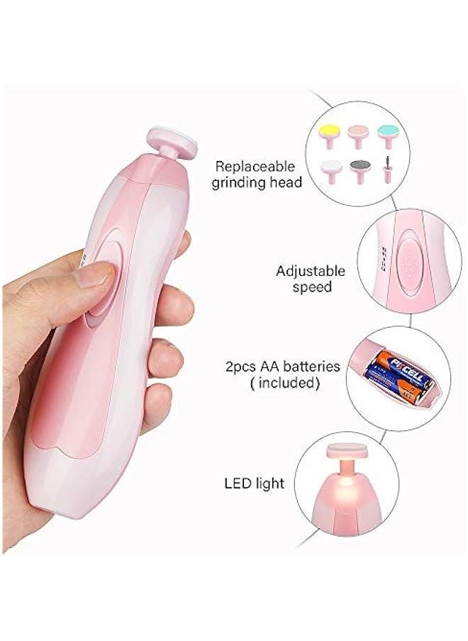 جونيس Baby Nail Trimmer, Upgraded Safe Electric Baby Nail Clipper, Baby Nail File with LED Light for Newborn Toddler & Kids Toes and Fingernails - Care, Polish & Trim (Pink)  - Image 3