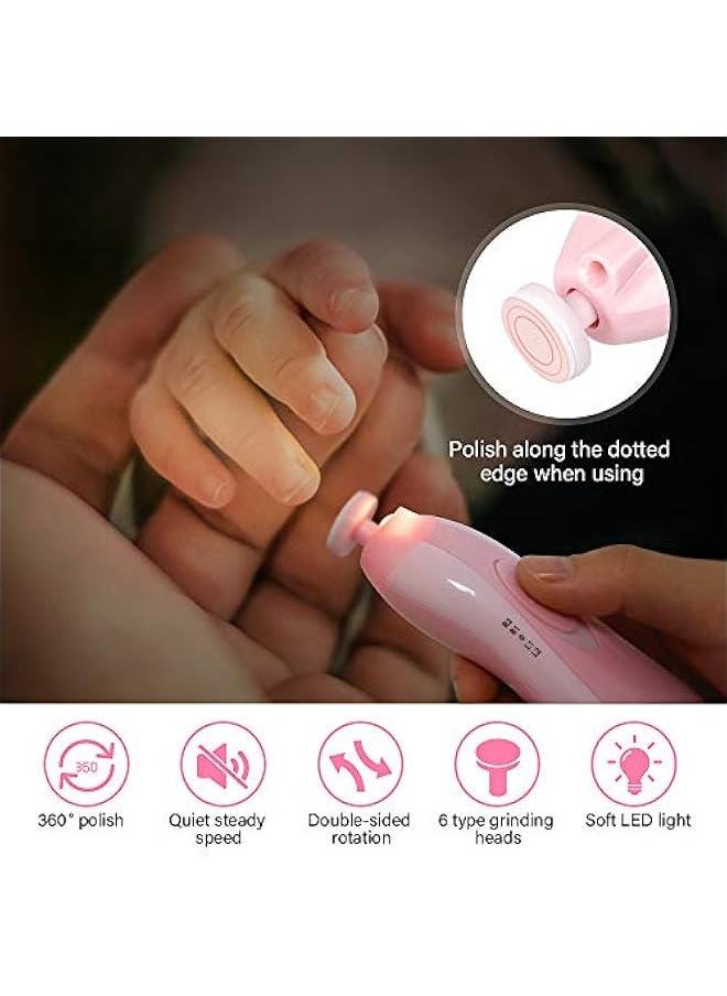 جونيس Baby Nail Trimmer, Upgraded Safe Electric Baby Nail Clipper, Baby Nail File with LED Light for Newborn Toddler & Kids Toes and Fingernails - Care, Polish & Trim (Pink)  - Image 2