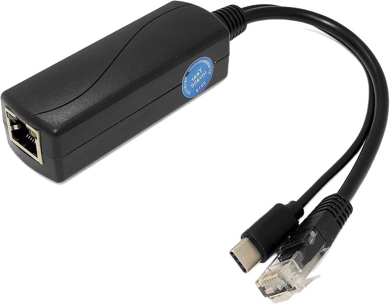 REVODATA Type C Port PoE Splitter Gigabit 5V/2.4A, PoE to USB-C 5V/2.4A Output, 1000Mbps Gigabit Ethernet Compatible with IEEE802.3af/at, Plug and Play - Image 1