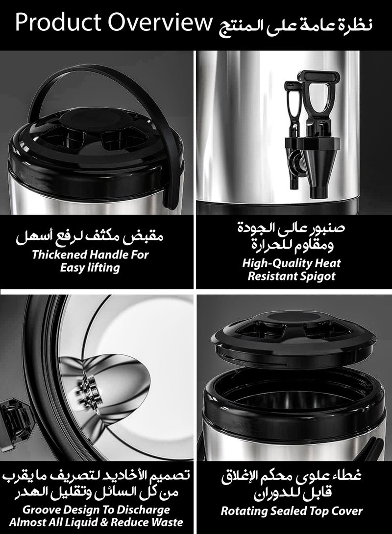 DBLEW Beverage Dispenser Thermos Hot And Cold Drinks for Coffee Water Milk Tea Double Layer Insulation Bucket 10 Litre Drinkware for Home Kitchen Cafe Offices Outdoor Activities Travel Kettle - Image 2