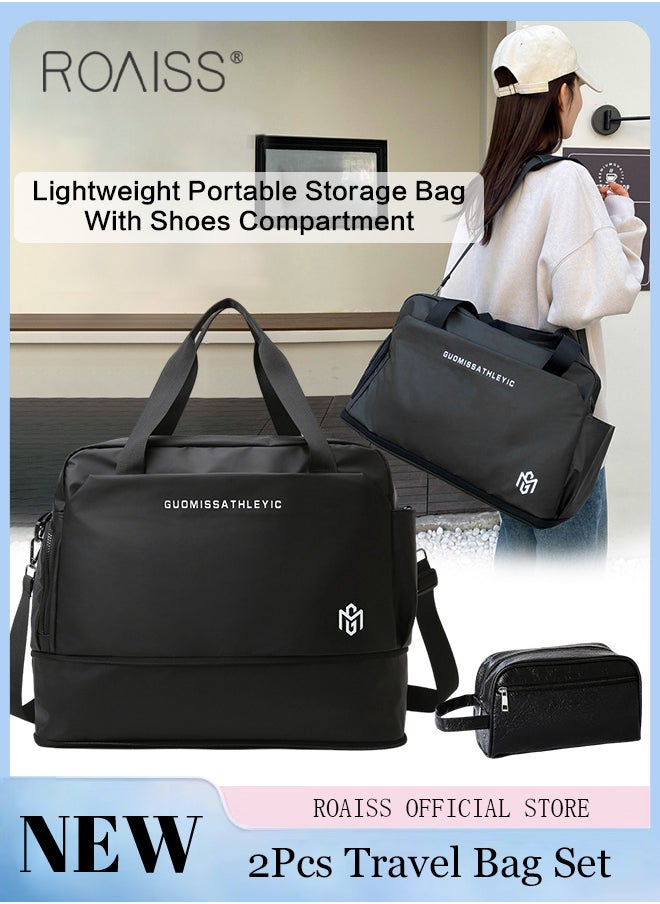 roaiss Large Capacity Duffle Bag and a Small Zipper Pouch Bag Combination Set Unisex Multi-Functional Waterproof Shoulder Crossbody Bags Sets for Travel Business Trip or Gym Suitable for both Women and Men  - Image 1
