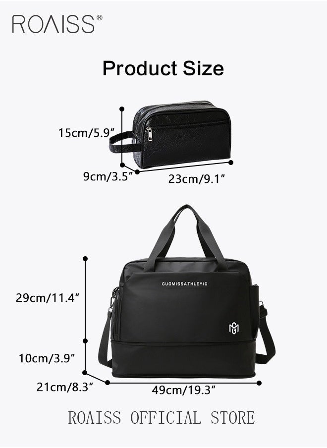 roaiss Large Capacity Duffle Bag and a Small Zipper Pouch Bag Combination Set Unisex Multi-Functional Waterproof Shoulder Crossbody Bags Sets for Travel Business Trip or Gym Suitable for both Women and Men  - Image 2