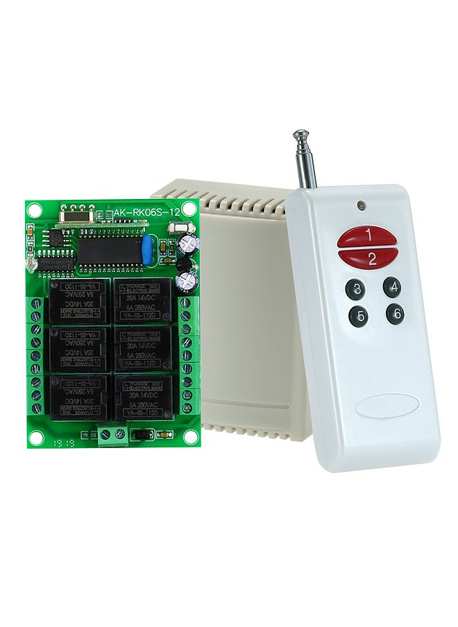Generic - 433Mhz DC 12V 6CH Channel Universal 10A Relay Wireless RF Remote Control Switch Receiver Module and 1PCS 6 Key RF 433 Mhz Transmitter Fixed Code (2262 Chip) Remote Controls Smart Home Automation - Image 1