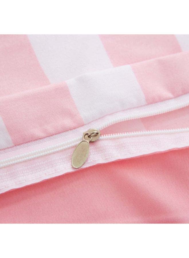 NIBEMINENT 4-Piece Printed Duvet Cover Set Polyester Pink/White - Image 5