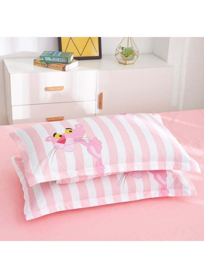 NIBEMINENT 4-Piece Printed Duvet Cover Set Polyester Pink/White - Image 3