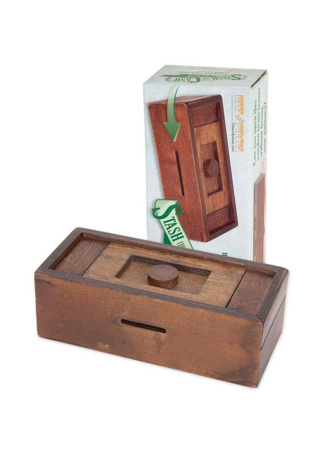 Bits and Pieces Bits and Pieces - Stash Your Cash - Secret Puzzle Box - Camouflage Your Cash Money Holder - Brain Teaser - Wooden Secret Compartment  - Image 1